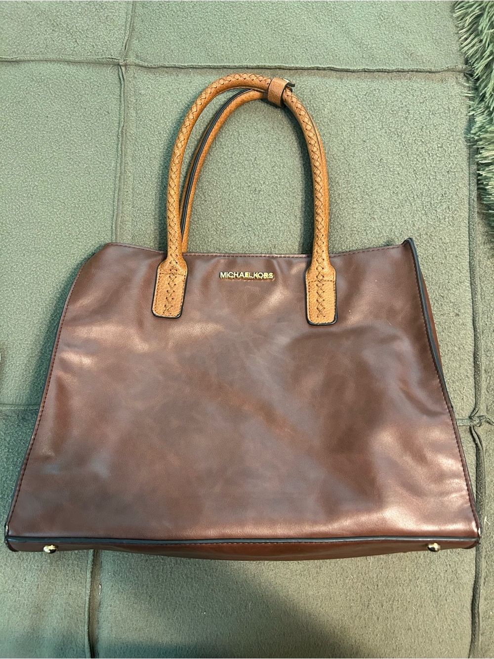Michael Kors Brown Tote with Tan Braided Handles